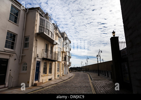 Strade acciottolate intorno al vecchio Portsmouth. Foto Stock