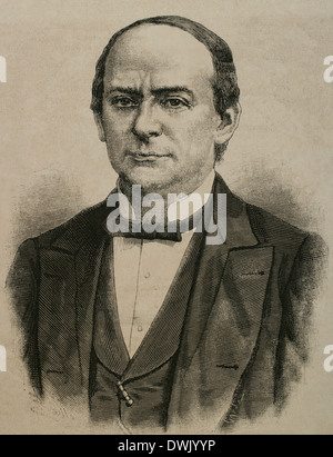 Sebastian Lerdo de Tejada (1823-1889). Giurista e Presidente liberale del Messico. Incisione. Foto Stock