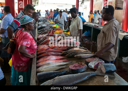 Mercato, Victoria, Mahe, Seychelles, Oceano indiano, Africa Foto Stock