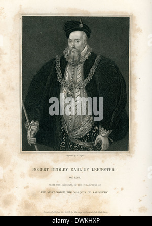 Ritratto di Robert Dudley, 1° Conte di Leicester preferito e amico intimo di Elisabetta I Foto Stock