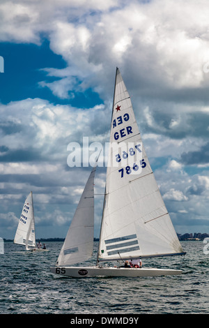 International Star Class Yacht racing durante la Bacardi Cup 2009 Biscayne Bay Florida Foto Stock