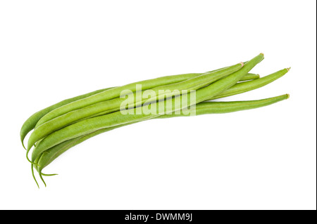 Fagioli verdi isolati su bianco Foto Stock