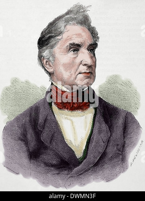 Justus von Liebig (1803-1873). Chimico tedesco. Ha lavorato sulla organizzazione della chimica organica. Incisione. Colorati. Foto Stock