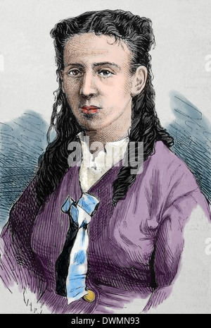 Alicia Le Plongeon. Moglie di archeologo dilettante Augustus Le Plongeon (1825-1908). Incisione. Colorati. Foto Stock