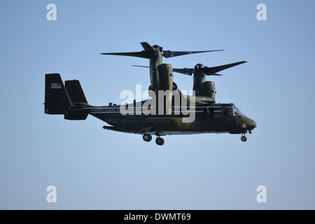 Marine Corps Osprey velivolo che è parte del Presidente Obama's Marine un dettaglio presidenziale. Foto Stock