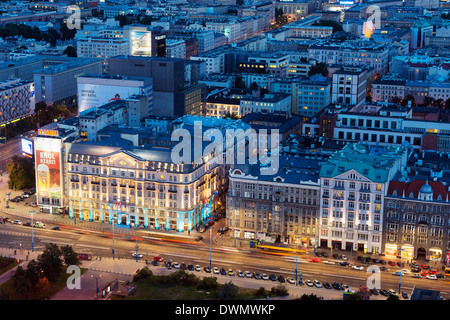Città vista dal palazzo della cultura e della scienza, Varsavia, Polonia, Europa Foto Stock