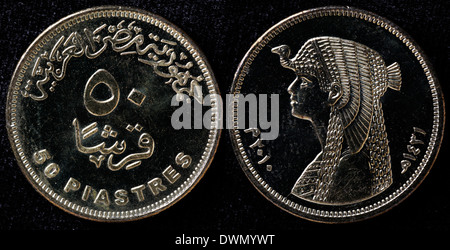 50 piastre coin, Cleopatra, Egitto, 2007 Foto Stock