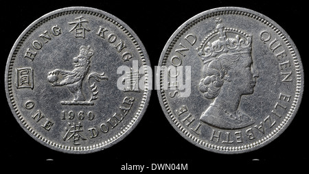 1 dollar coin, Hong Kong, 1960 Foto Stock