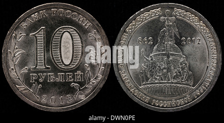 10 rubli coin, 1150 anni di Stato russo, Russia, 2013 Foto Stock