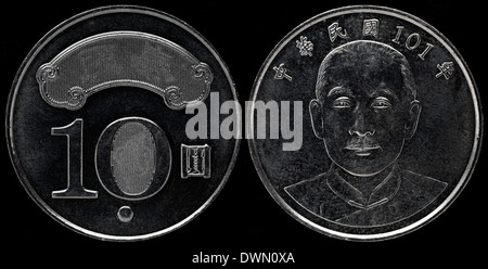 10 Yuan moneta, Taiwan, 2012 Foto Stock