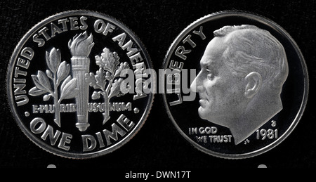 1 Dime coin, USA, 1981 Foto Stock