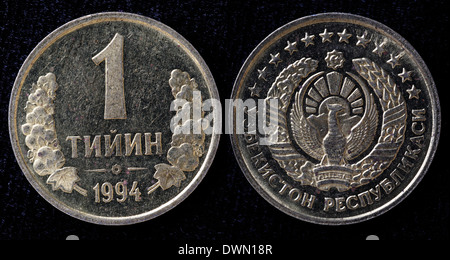 1 Tiyin coin, Uzbekistan, 1994 Foto Stock