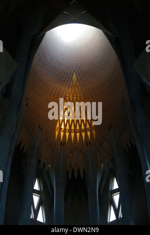 Bene luce, Sagrada Familia Basilica, Barcellona, in Catalogna, Spagna, Europa Foto Stock