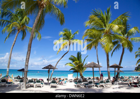 Vista di Long Bay e Beach, Long Bay, Antigua, Isole Sottovento, West Indies, dei Caraibi e America centrale Foto Stock