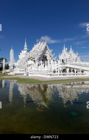 Wat Rong Khun (bianco Tempio), Chiang Rai, Thailandia del Nord della Thailandia, Asia sud-orientale, Asia Foto Stock