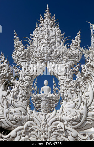 Dettaglio, Wat Rong Khun (bianco Tempio), Chiang Rai, Thailandia del Nord della Thailandia, Asia sud-orientale, Asia Foto Stock