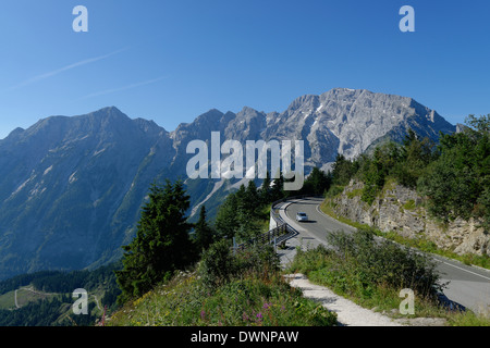 Rossfeldstraße, Tedesco Alpine road, con Hohen Göll montagna, Berchtesgadener Land district, Alta Baviera, Baviera, Germania Foto Stock