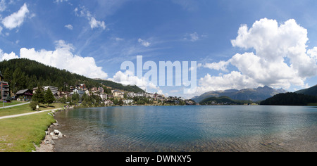 Il lago di San Moritz, Engadina laghi, San Moritz, alta Engadina, nel Canton Grigioni, Svizzera Foto Stock