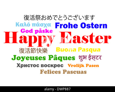 Felice Pasqua in 12 lingue diverse Foto Stock