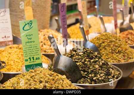Mercato Carmel di Tel Aviv, riso preboiled raffigurato 19.2.2014 Foto Stock