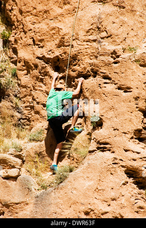 Il Marocco; vicino a TINGHIR; ROCCIATORE DEL TODRA GORGE Foto Stock