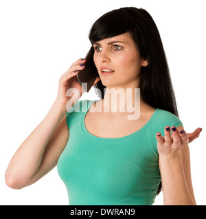 Bella giovane donna con un telefono cellulare Foto Stock