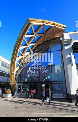 Il nuovo mercato di Moro ingresso, Sheffield South Yorkshire, Inghilterra, Regno Unito. Foto Stock