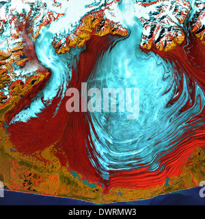 Ghiacciaio Malaspina Alaska è il più grande ghiacciaio in Alaska. I Malaspina si trova a ovest di Yakutat Bay e copre 1.500 miglia quadrate. Foto Stock