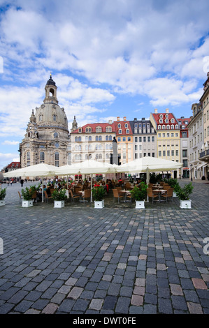 In Germania, in Sassonia, Dresda, piazza Neumarkt, Frauenkirche (Chiesa di Nostra Signora, Ristorante Foto Stock