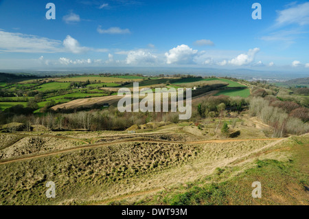 Vista dal faro Painwick verso il fiume Severn Foto Stock