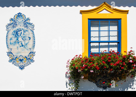 Azulejos, casa di facciata, Aveiro, Beira, Portogallo Foto Stock