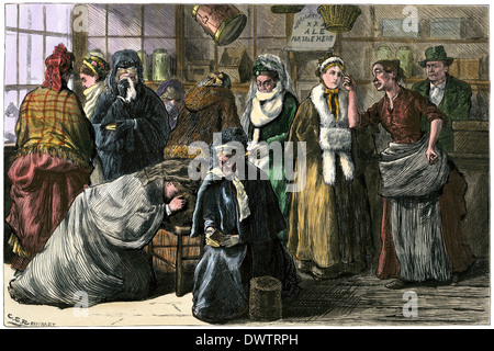 Le donne della temperanza crociati in una berlina, 1870s. Colorate a mano la xilografia Foto Stock