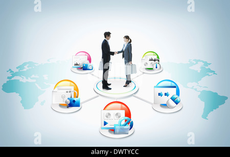 Due uomini di affari che stringono le mani Foto Stock