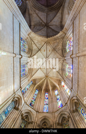 Abbazia domenicana di Santa Maria de Vitoria, Coro soffitto, Batalha, Portogallo, Patrimonio Mondiale dell Unesco Foto Stock