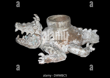 Crocodile Incensiere Maya, Santa Rita Sito, Belize annuncio Postclassic 1500-1540 PERIODO Foto Stock