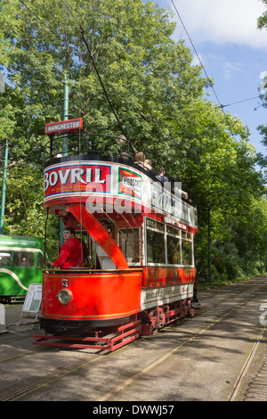 Il Tram n. 5 di Stockport Corporation tranviarie. Costruito nel 1901 è stata restaurata e gira su Heaton Park Tram, Manchester Foto Stock