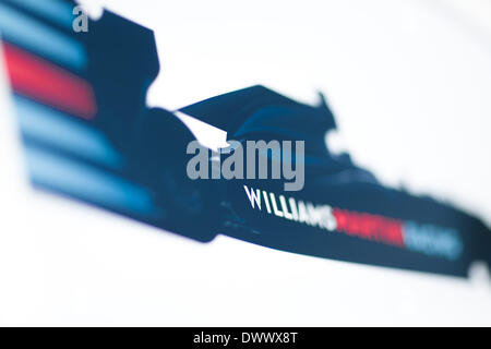 Melbourne, Victoria, Australia. Xiv Mar, 2014. Marzo 14, 2014: Digital Signage alla Williams Martini Racing team garage al 2014 Australian Formula One Grand Prix all'Albert Park di Melbourne, Australia. Sydney bassa/Cal Sport Media/Alamy Live News Foto Stock