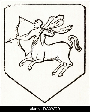 Stemma di Stephen xii secolo re d'Inghilterra. Silografia vittoriano circa 1845 Foto Stock