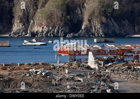 La devastazione provocata dal maremoto, Iwate, Giappone Foto Stock