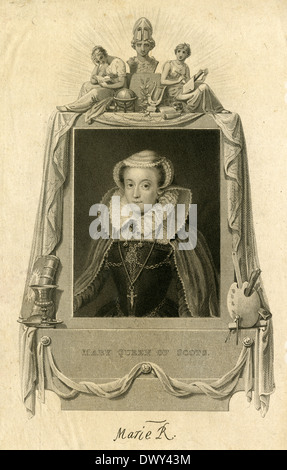 1829 antica incisione, Maria Regina di Scozia. Foto Stock