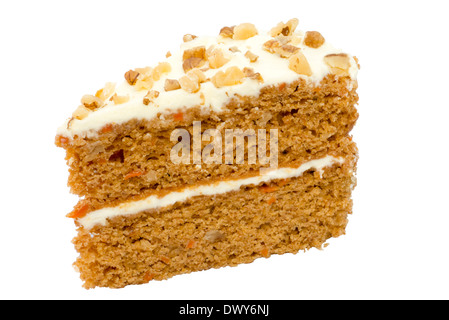 Torta di carote isolato su uno sfondo bianco. Foto Stock