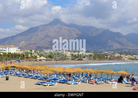 Puerto Banus beach, Marbella Foto Stock