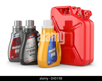 Olio motore e filtro bidone di benzina o gas. 3d Foto Stock