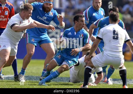 Roma, Italia. Xv Mar, 2014. Stadio Olimpico. 6 Nazioni Rugby internazionale. Italia contro l'Inghilterra. Luciano Orquera Italia. Credito: Azione Sport Plus/Alamy Live News Foto Stock