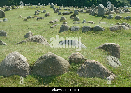 Pietre antiche tombe vichinghe in Aalborg, Danimarca Foto Stock