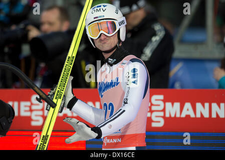 Harrachov, Repubblica Ceca. Xiv Mar, 2014. Jakub Janda della Repubblica ceca nella foto durante lo sci battenti Campionati del Mondo in Harrachov, Repubblica Ceca, venerdì 14 marzo, 2014. © Michal Kamaryt/CTK foto/Alamy Live News Foto Stock