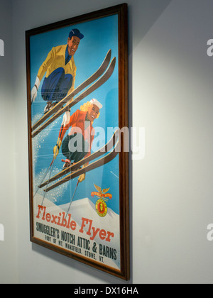 Vintage poster di sci nel museo dello sci Stowe Vermont - USA Foto Stock