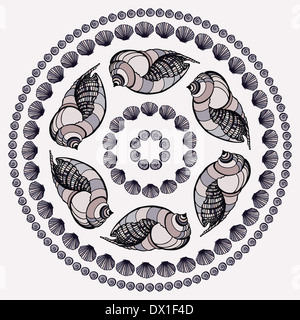 Mandala fatto di conchiglie. Foto Stock