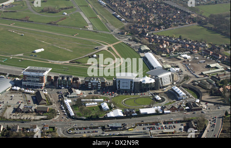 Vista aerea l'Aintree Racecourse in Liverpool, casa del Gran National Foto Stock