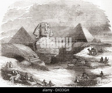 La Grande Sfinge di Giza in Egitto nel XIX secolo. Foto Stock